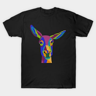 Pop Art Smiling Donkey in Rainbow Colors T-Shirt